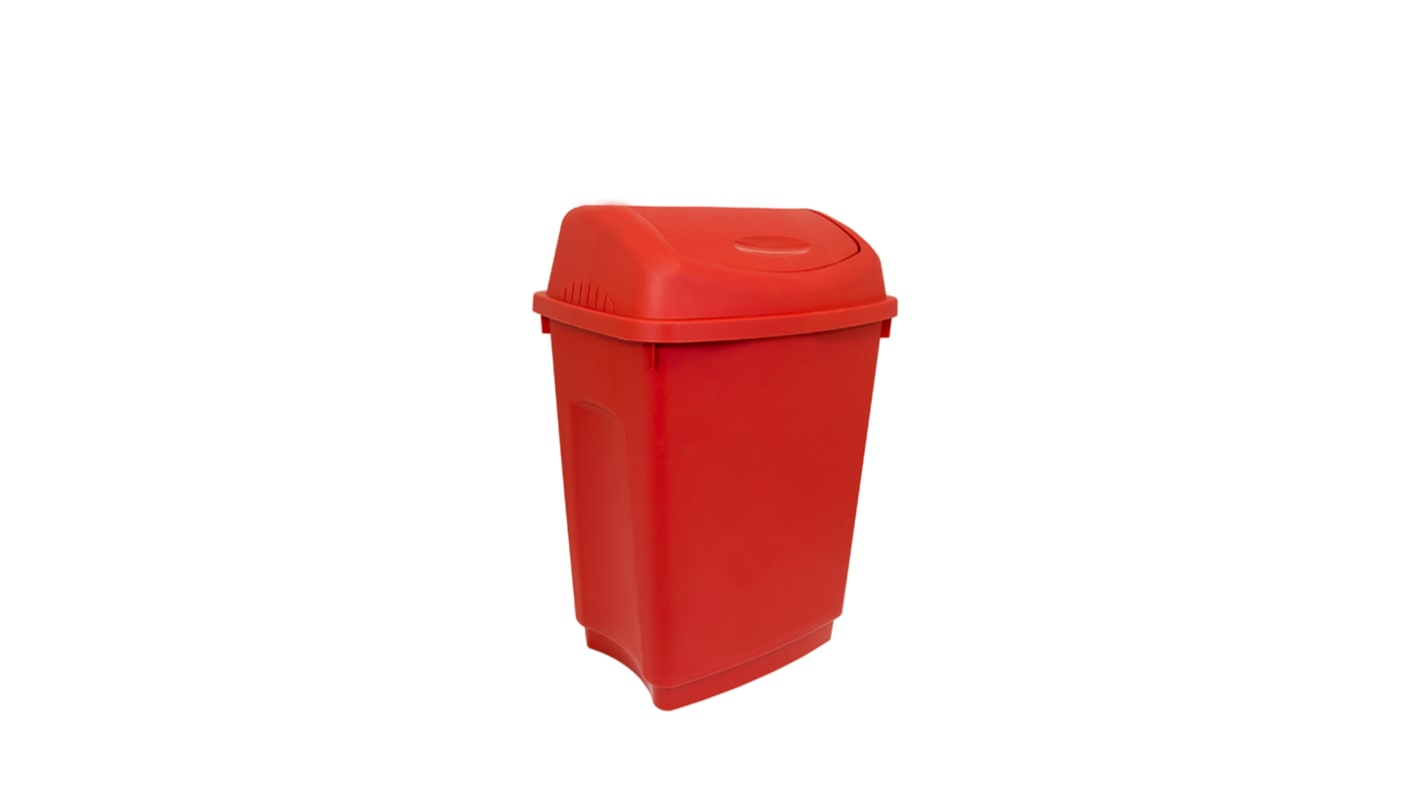 RS PRO 50L Red Flip Plastic Waste Bin