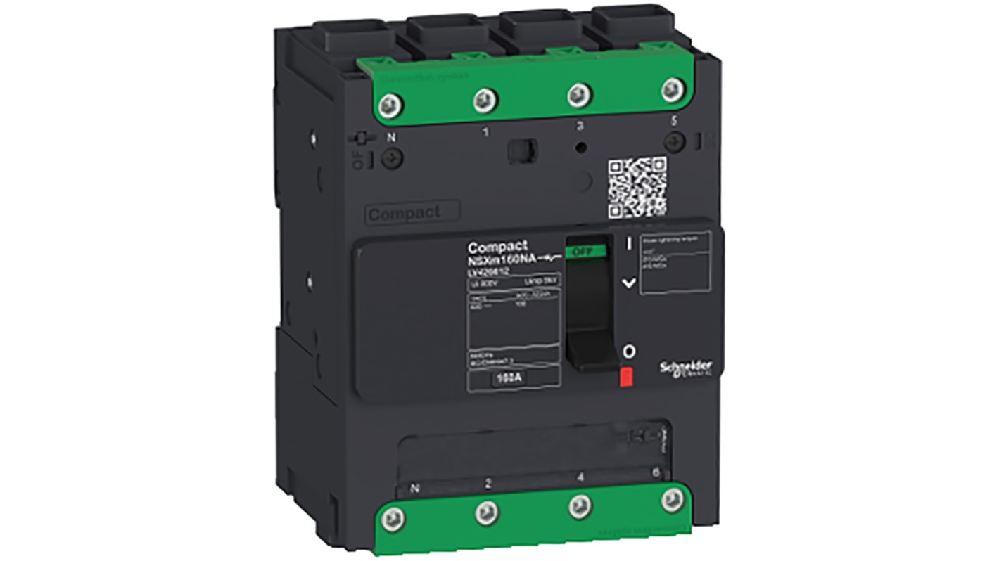 Schneider Electric, Compact MCCB 4P 100A, Clip-On