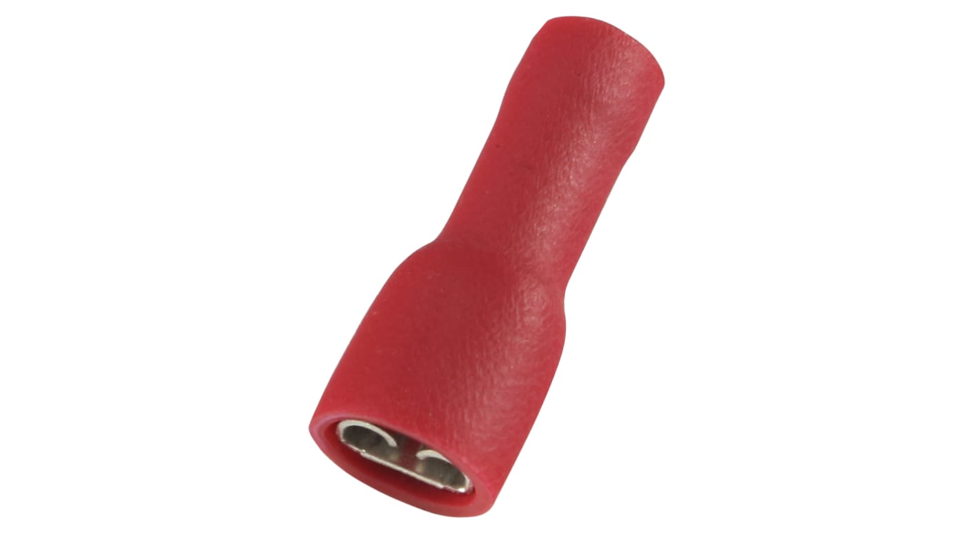 RS PRO Red Insulated Female Spade Connector, Double Crimp, 0.5 x 4.75mm Tab Size, 0.5mm² to 1.5mm²