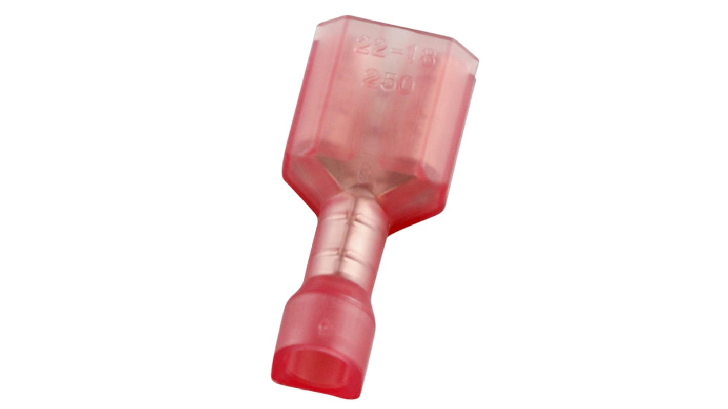 RS PRO Red Insulated Female Spade Connector, Receptacle, 0.8 x 6.35mm Tab Size, 0.5mm² to 0.75mm²