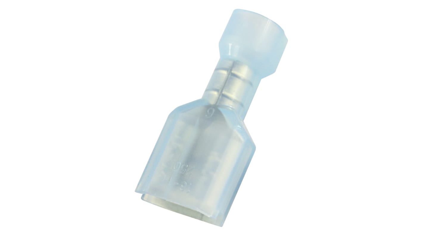 RS PRO Blue Insulated Female Spade Connector, Receptacle, 0.8 x 6.35mm Tab Size, 1.5mm² to 2.5mm²