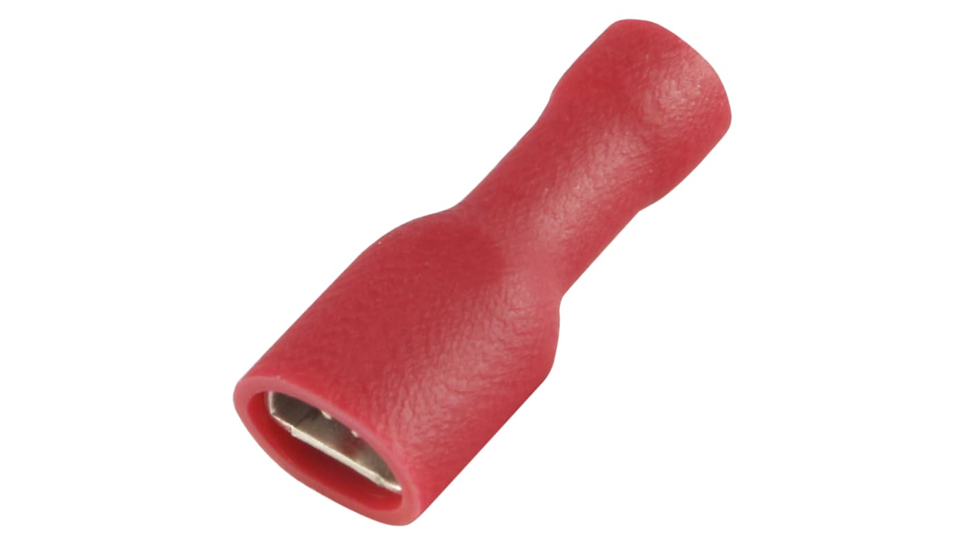 RS PRO Red Insulated Female Spade Connector, Receptacle, 0.8 x 4.75mm Tab Size, 0.5mm² to 1.5mm²