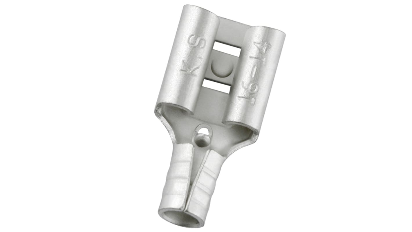 RS PRO Uninsulated Female Spade Connector, Receptacle, 0.8 x 6.35mm Tab Size, 1.5mm² to 2.5mm²