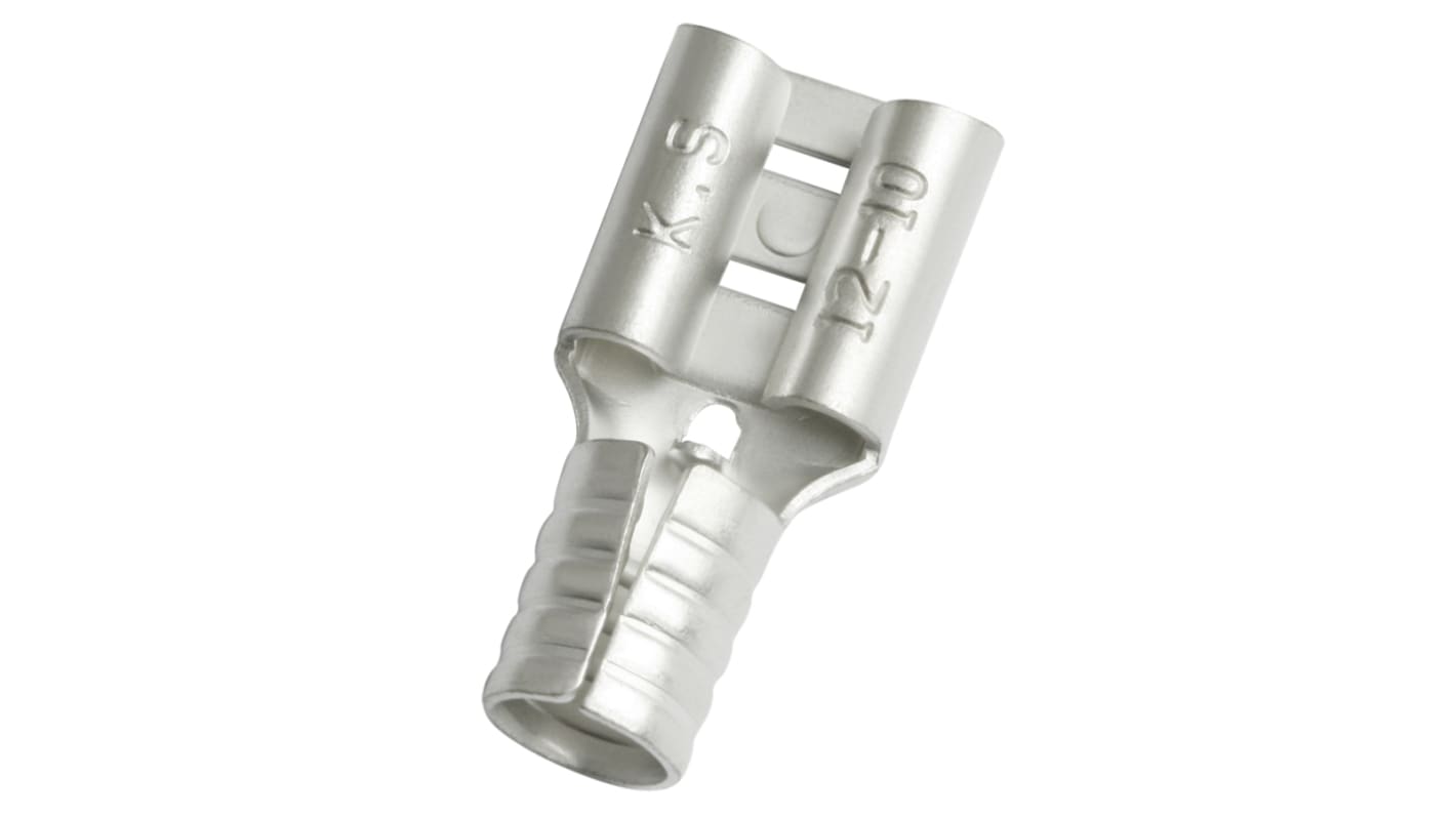 RS PRO Uninsulated Female Spade Connector, Receptacle, 0.8 x 6.35mm Tab Size, 4mm² to 6mm²