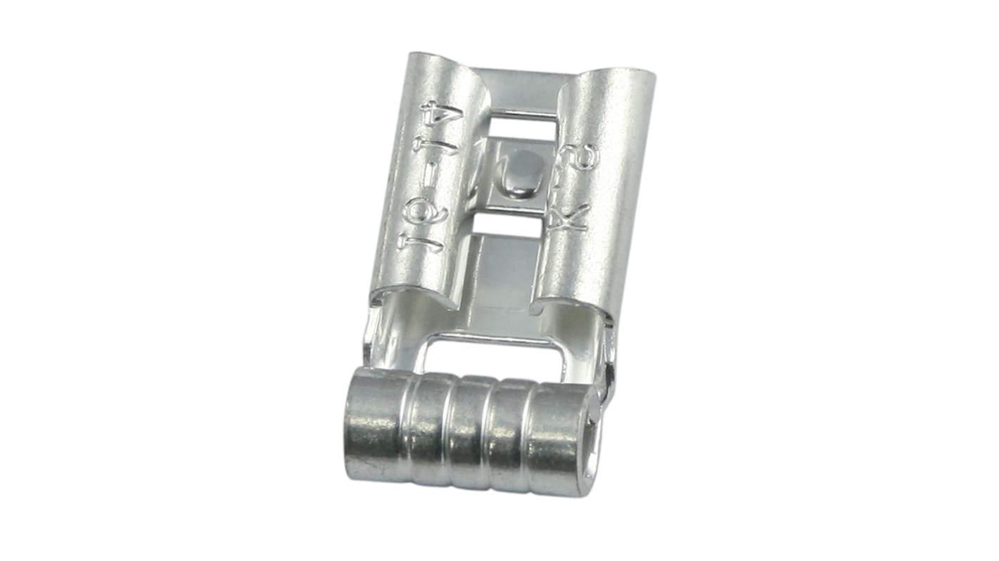 RS PRO Uninsulated Female Spade Connector, Flag Terminal, 0.8 x 6.35mm Tab Size, 1.5mm² to 2.5mm²