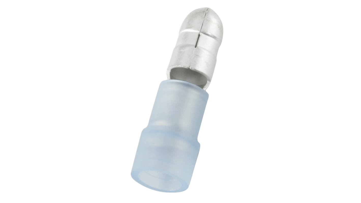 RS PRO Insulated, Blue Crimp Bullet Connector, 1.5mm² to 2.5mm², 16AWG to 14AWG, 5mm Bullet diameter Male