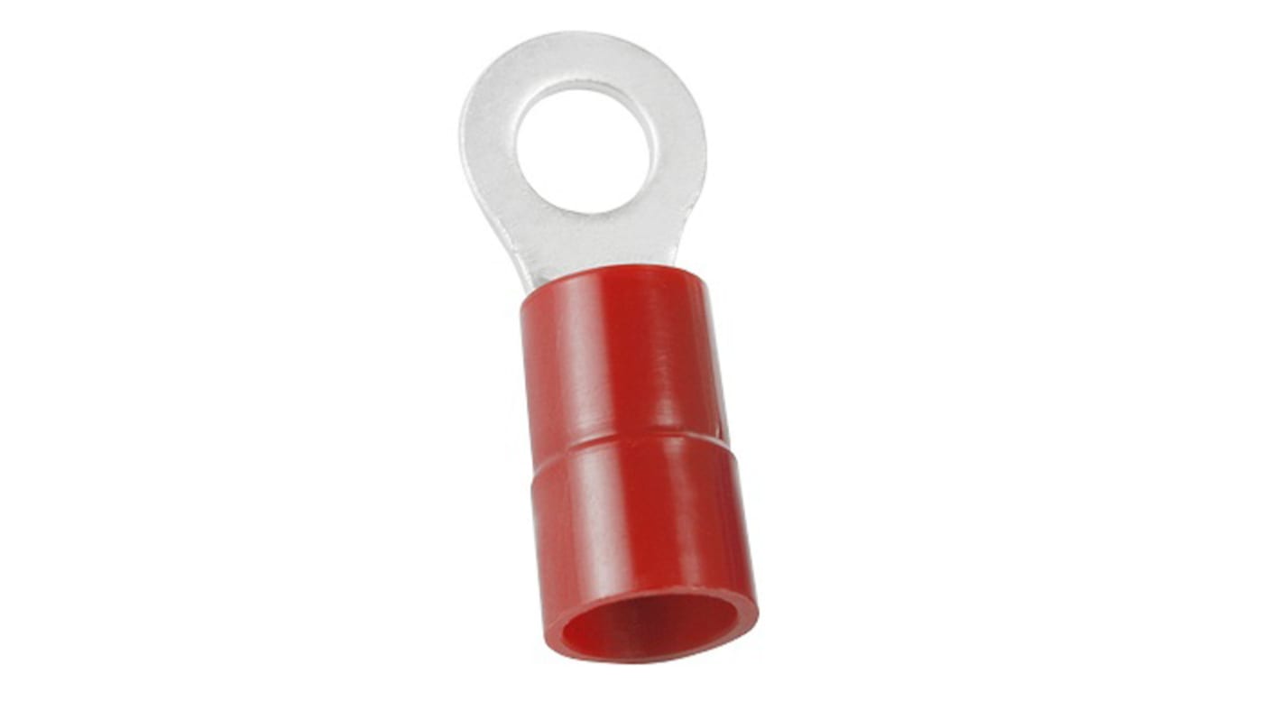 RS PRO 绝缘铜线鼻子, Φ4.3mm内环, 4.3mm螺栓, 1.5mm²线规, 红色, -40°C至+105°C