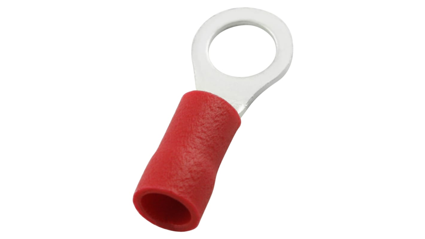 RS PRO 绝缘铜线鼻子, Φ5.3mm内环, 5.3mm螺栓, 1.5mm²线规, 红色, -40°C至+105°C