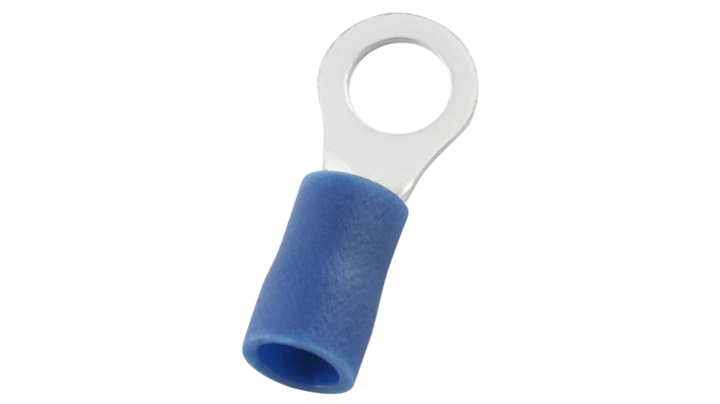 RS PRO 绝缘铜线鼻子, Φ5.3mm内环, 5.3mm螺栓, 2.5mm²线规, 蓝色, -40°C至+105°C