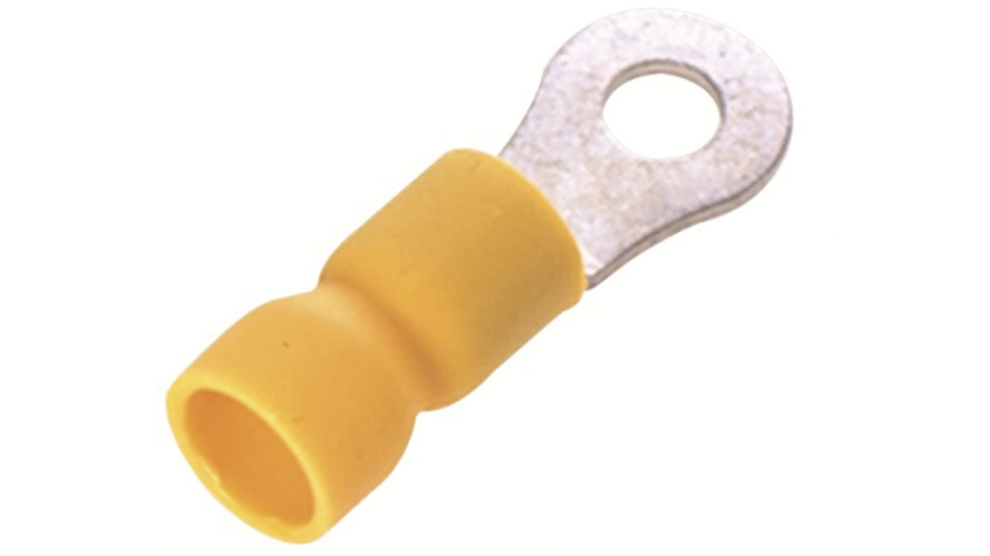 RS PRO Insulated Ring Terminal, 6.4mm Stud Size, 4mm² to 6mm² Wire Size, Yellow