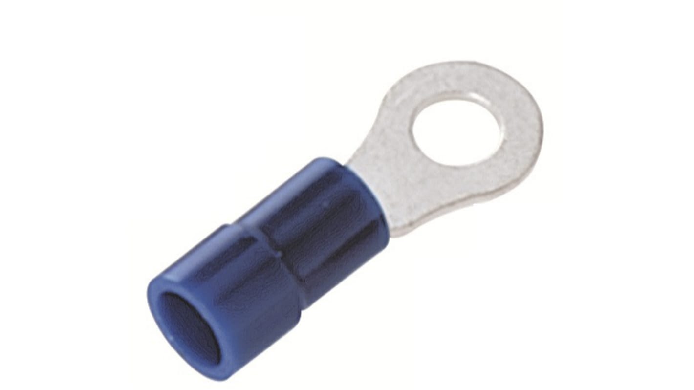 RS PRO 绝缘铜线鼻子, Φ4.3mm内环, 4.3mm螺栓, 2.5mm²线规, 蓝色, -40°C至+105°C