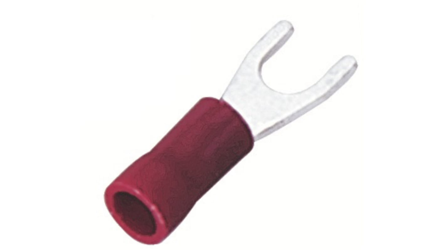 RS PRO Rot Isoliert Gabelkabelschuh B. 5.7mm Vinyl, min. 0.5mm², max. 1.5mm² 22AWG 16AWG