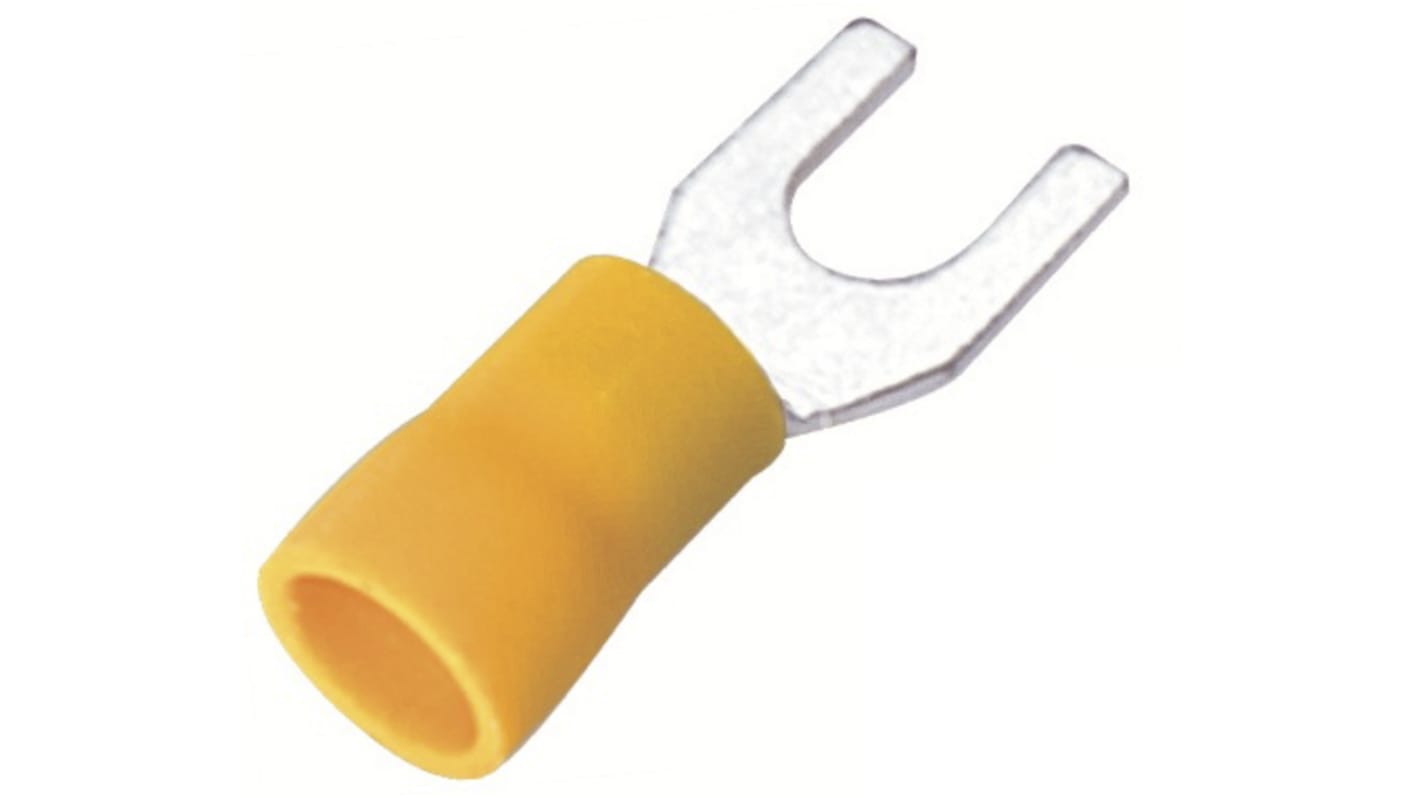 RS PRO Insulated Crimp Spade Connector, 4mm² to 6mm², 12AWG to 10AWG, 5.3mm Stud Size Vinyl, Yellow
