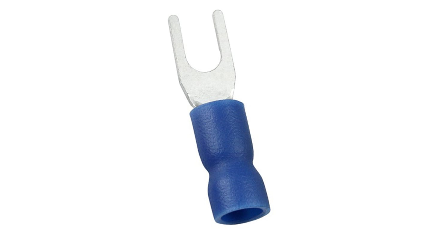 RS PRO 绝缘U型端子, 3.7mm螺栓, 线规1.5mm²至2.5mm², 蓝色, 5.7mm宽, 0.8mm厚