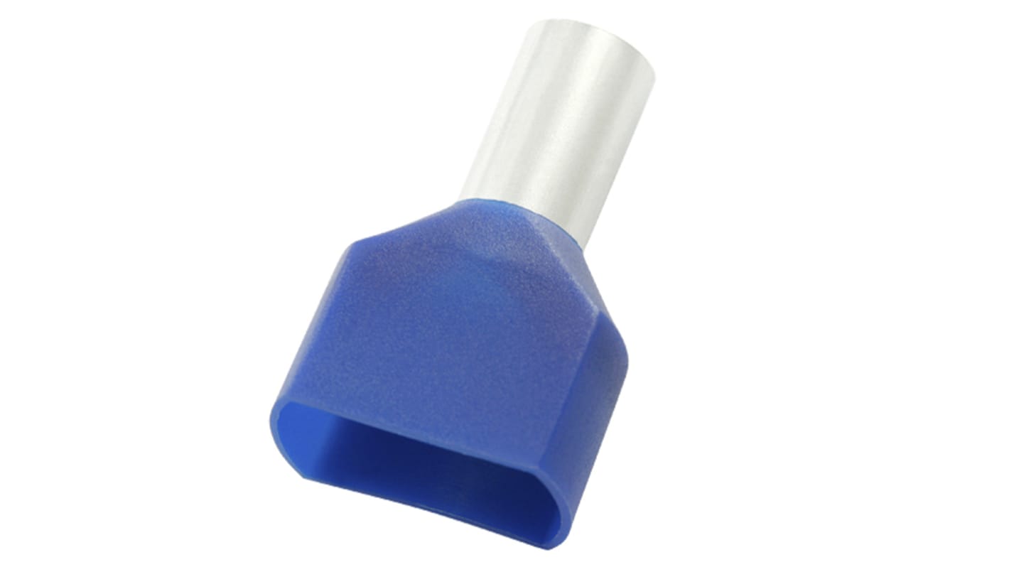 Puntera hueca de crimpado RS PRO, Aislado, Pin de 13mm, Azul 2 x 14AWG 2 x 2.5mm² 2 x 14AWG 2 x 2.5mm²