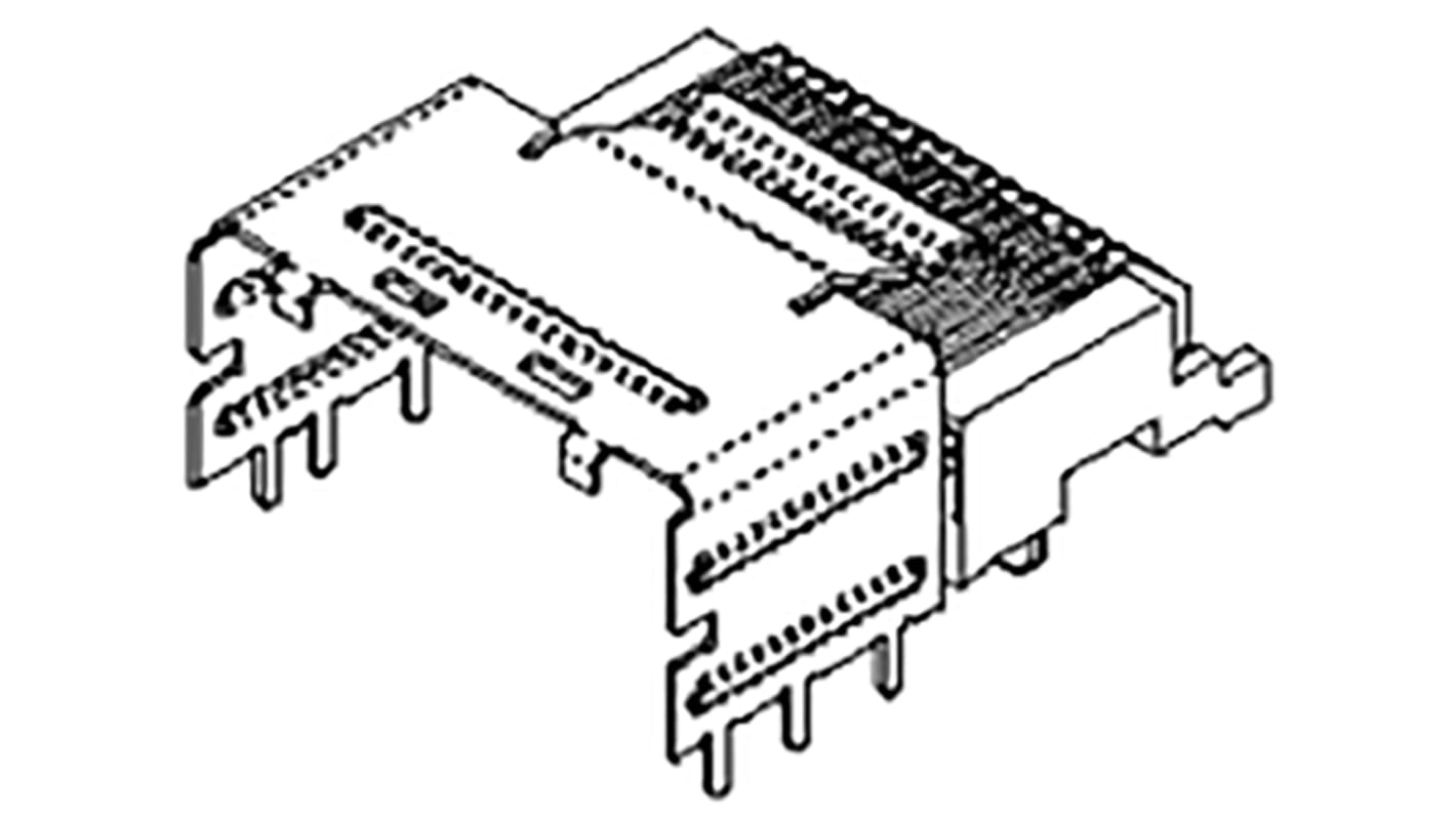 Molex iPass Series Right Angle Through Hole PCB Header, 36 Contact(s), 0.8mm Pitch, 2 Row(s), Unshrouded