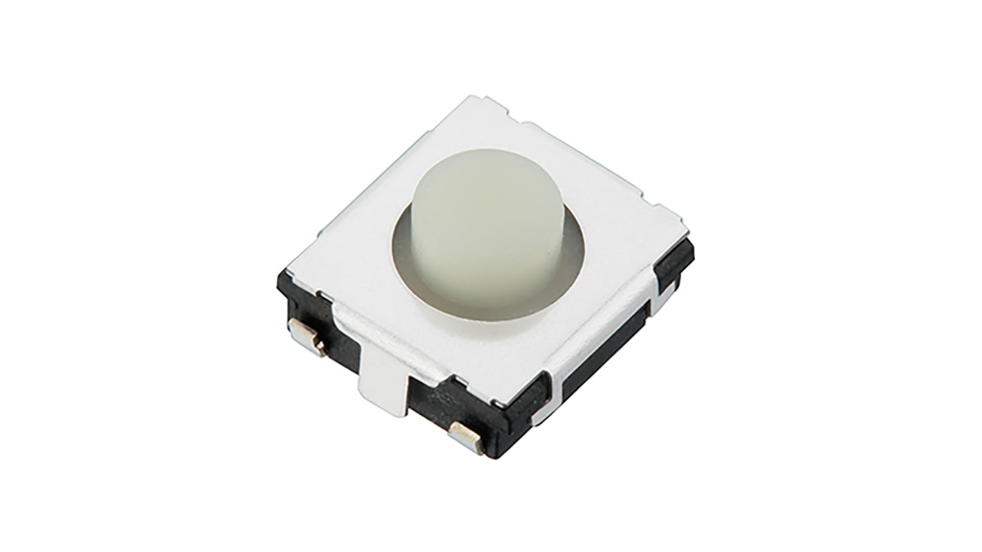 Panasonic White Push Plate Tactile Switch, SPST 10 μA → 20 mA 1.3mm Surface Mount