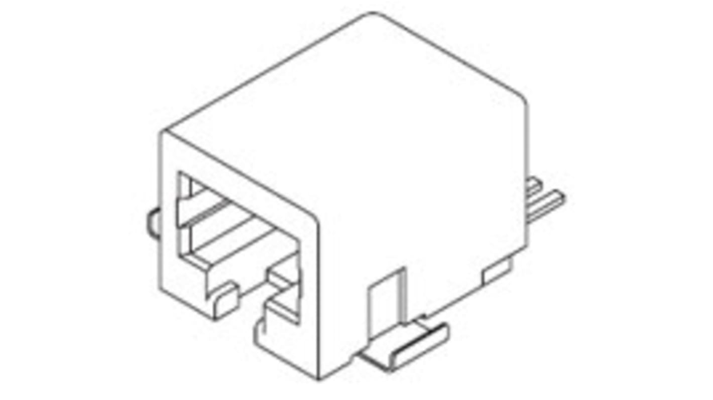 Molex 43743 Series Female RJ45 Connector, Surface Mount, Cat3 Right Angle 1 Port 6P6C -Way