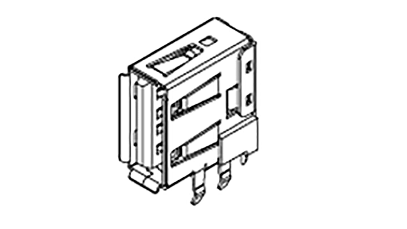 Molex Straight, SMT, Socket- Single Port Type A 2.0 USB Connector