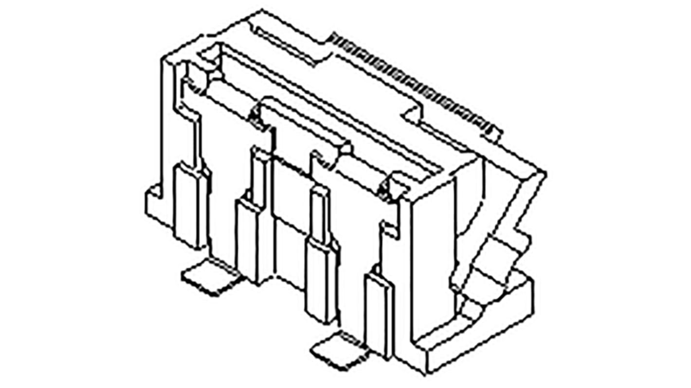 Molex FPC连接器, 母座, 15p, 0.5mm间距, 单排, SMT安装, 垂直, 400mA, 50 V 有效值交流/直流