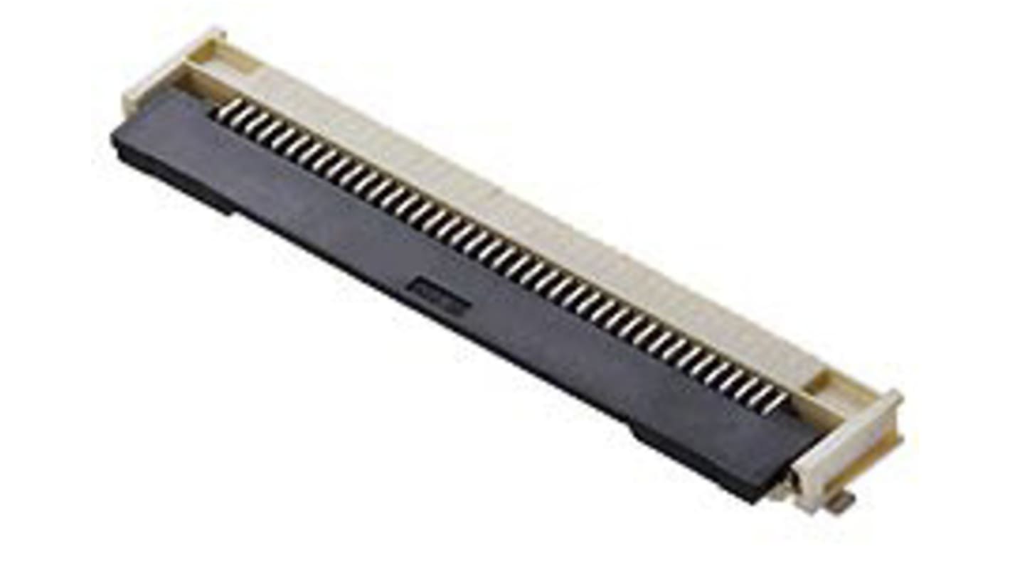 Molex FPC连接器, 母座, 40p, 0.5mm间距, 单排, SMT安装, 直角, 500mA, 50 V 有效值交流/直流