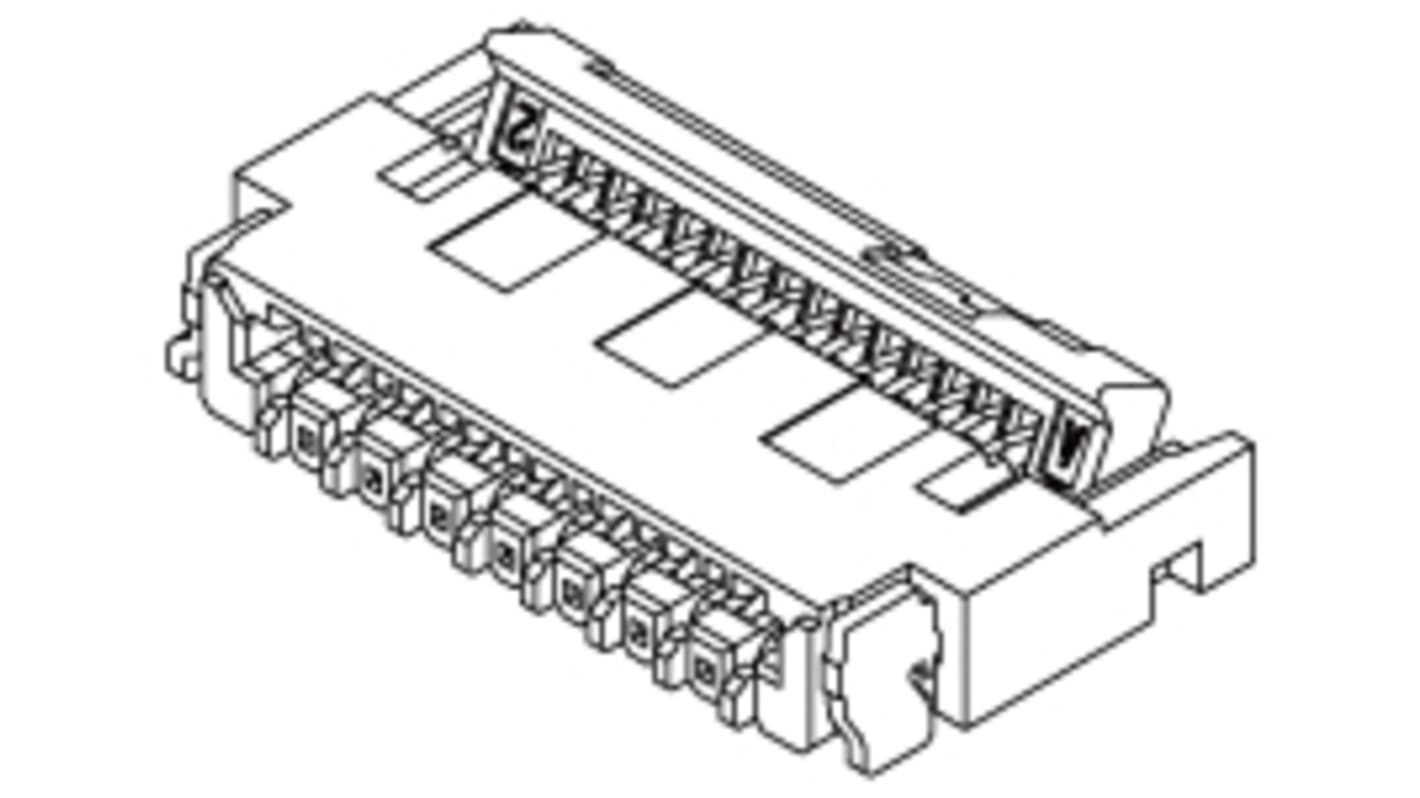 Molex FPC连接器, 母座, 45p, 0.3mm间距, 单排, SMT安装, 直角, 200mA, 50V 有效值交流/直流