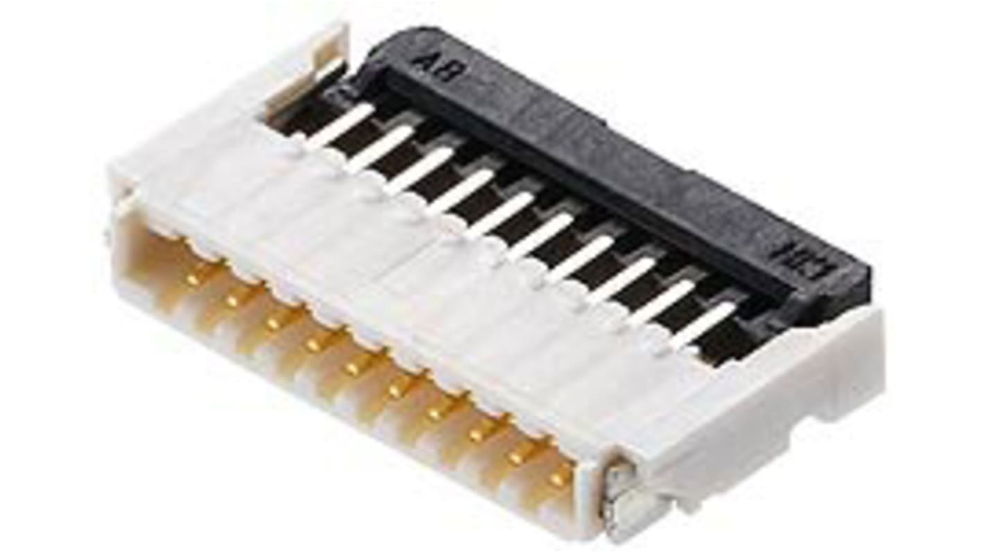 Molex FPC连接器, 母座, 26p, 0.5mm间距, 单排, SMT安装, 直角, 500mA, 50V 有效值交流/直流