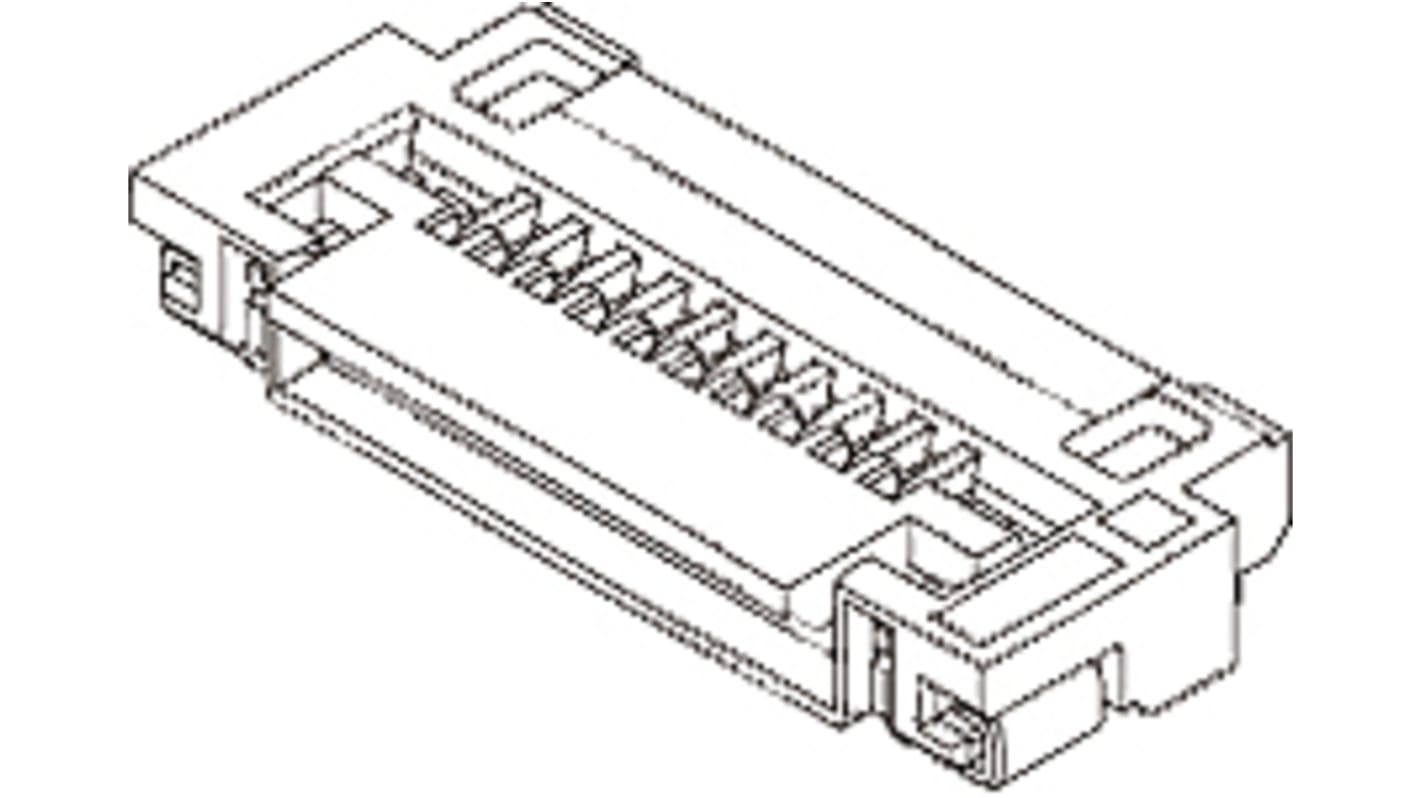 Molex FPC连接器, 母座, 40p, 0.5mm间距, 单排, SMT安装, 直角, 500mA, 50V 有效值交流/直流