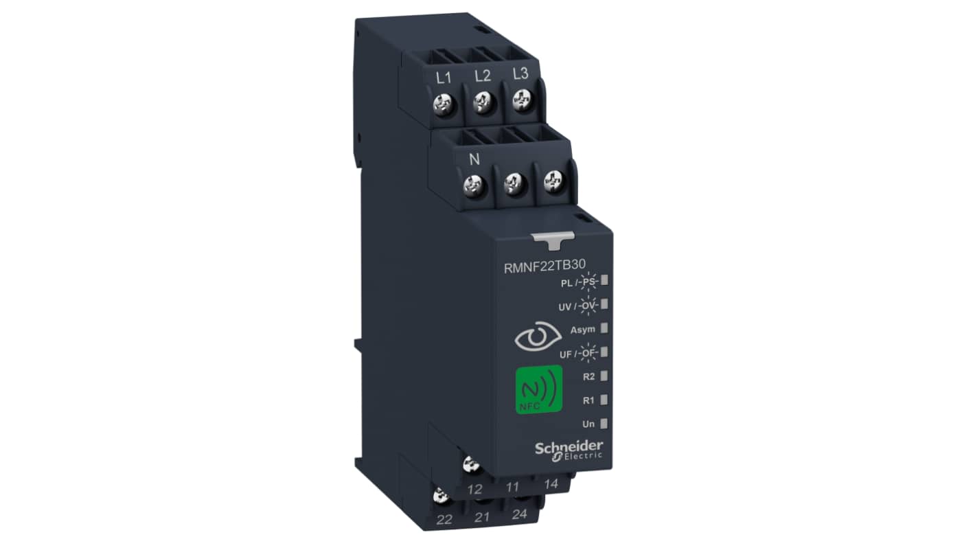 Schneider Electric Frequency, Phase, Voltage Monitoring Relay, 3 Phase, DPDT, DIN Rail