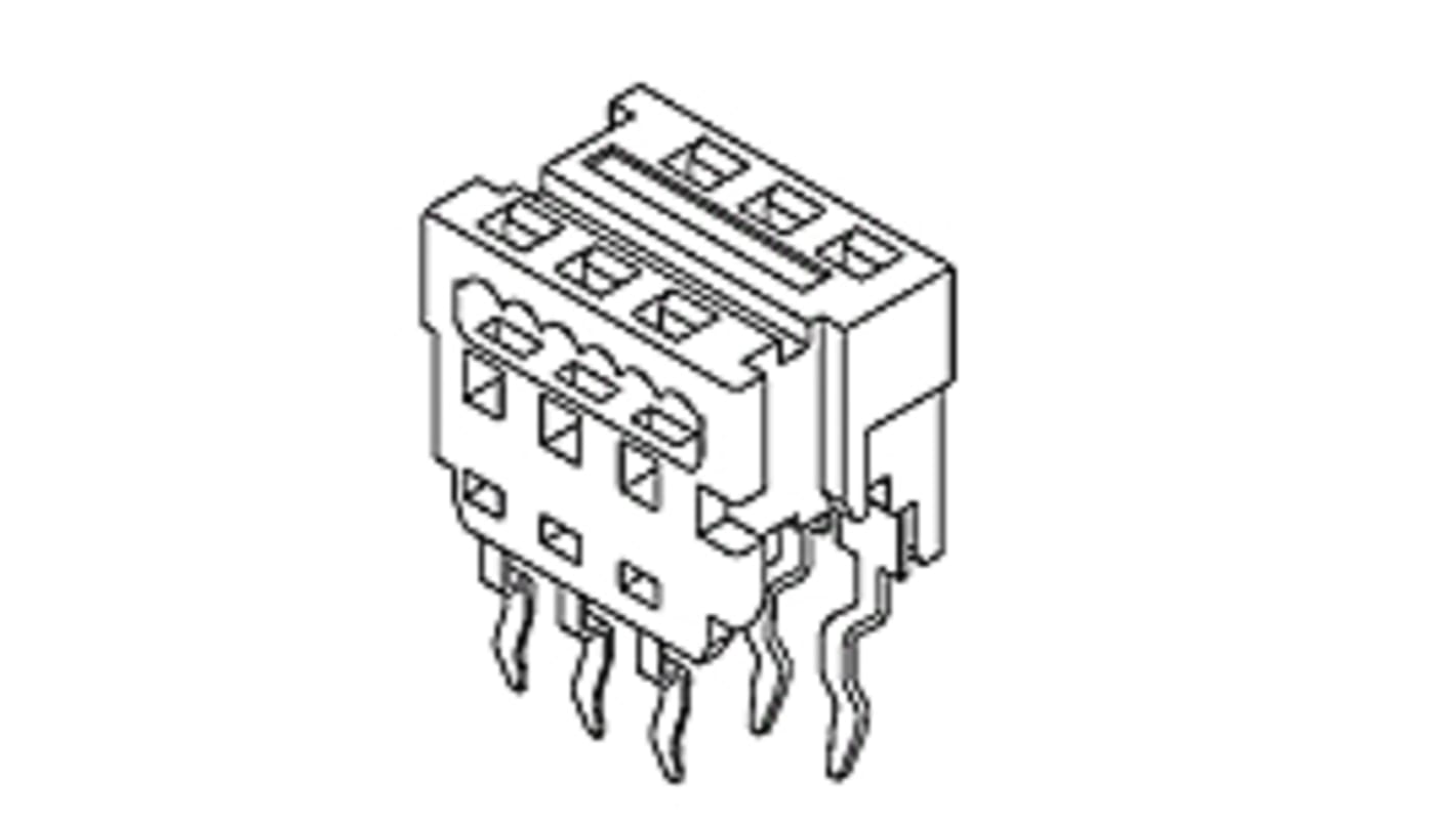 Molex IDC连接器, 母座, 18p, 1.27mm间距, 2排, THT安装, 弯折销端接, 直向, Picoflex系列