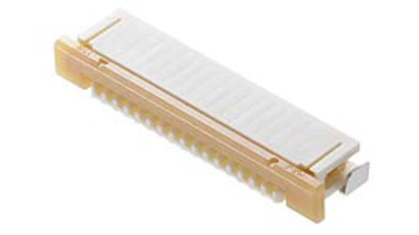 Molex FPC连接器, 母座, 18p, 1mm间距, 单排, SMT安装, 直角, 500mA, 50V 有效值交流/直流