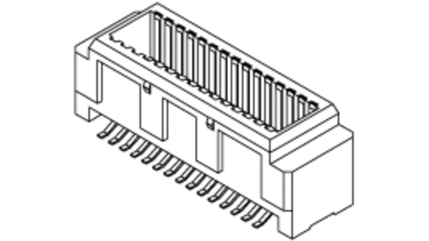 Molex SlimStack Series Straight Through Hole PCB Header, 40 Contact(s), 0.5mm Pitch, 2 Row(s), Shrouded