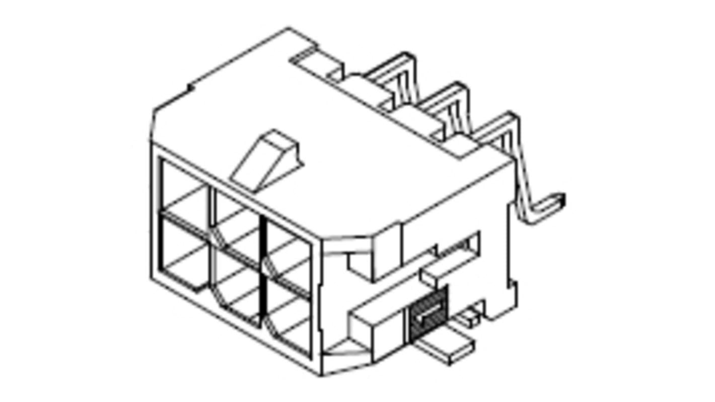 Conector macho para PCB Ángulo de 90° Molex serie Micro-Fit 3.0 de 2 vías, 2 filas, paso 4.2mm, para soldar, Montaje