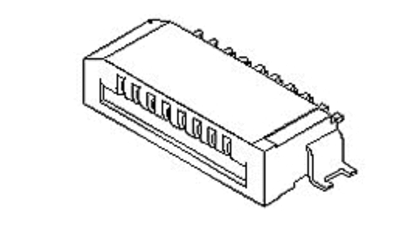 Molex FPC连接器, 母座, 12p, 1mm间距, 单排, SMT安装, 直角, 500mA, 50 V