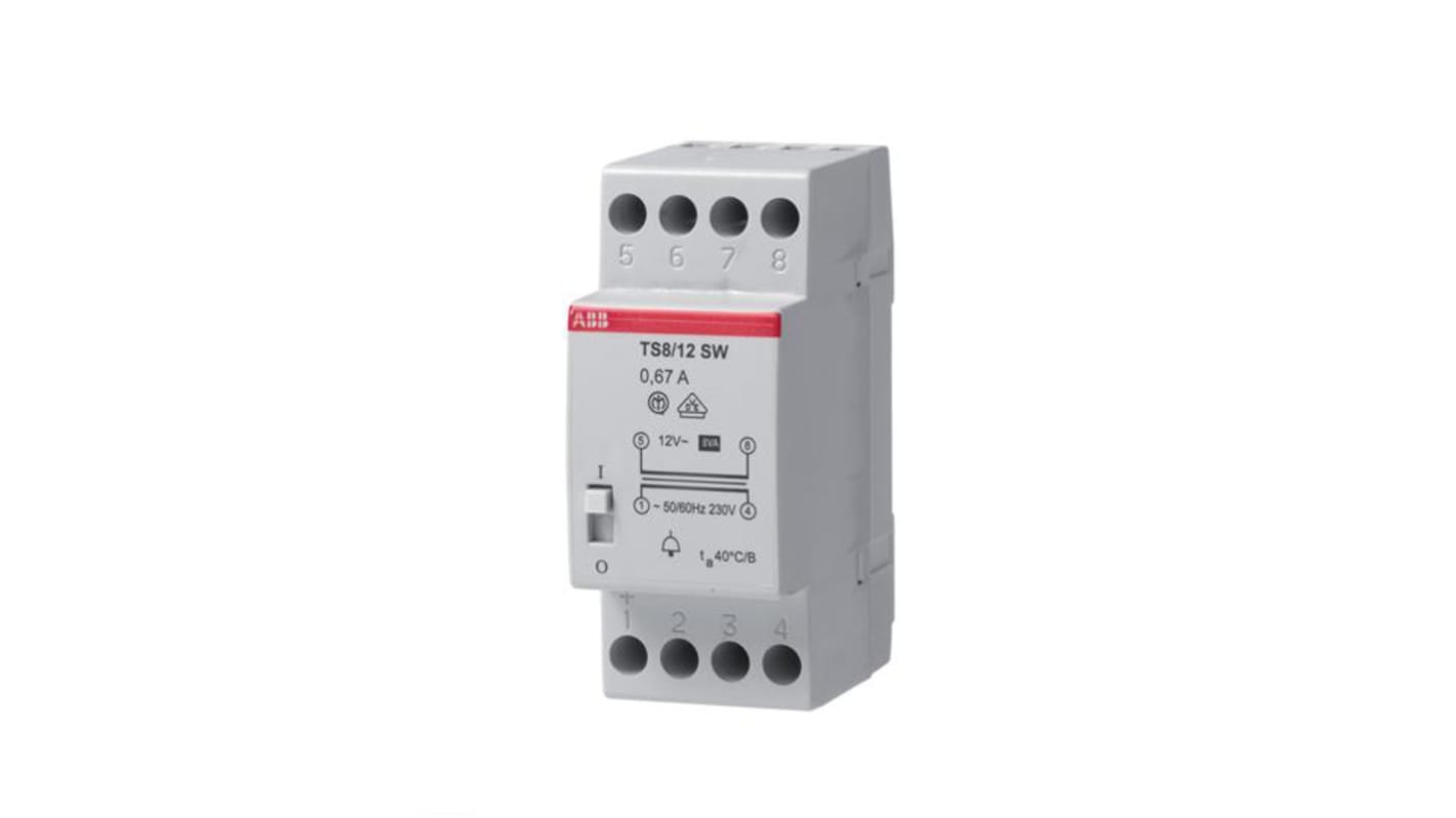 ABB DIN Rail Transformer, 230V Primary, 8 V AC Secondary