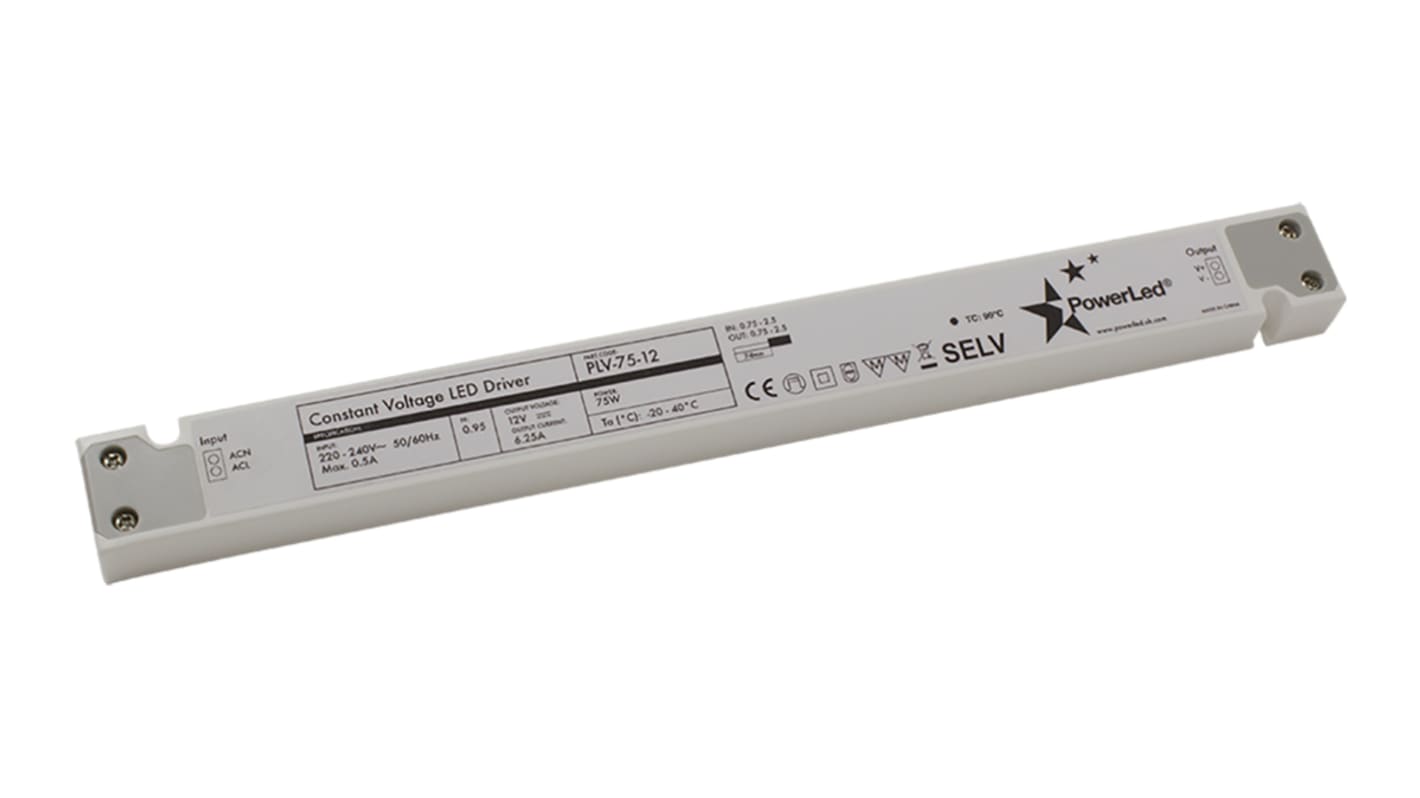 PowerLED LED-Treiber 220 → 240 V ac LED-Treiber, Ausgang 24V / 3.12A Konstantspannung