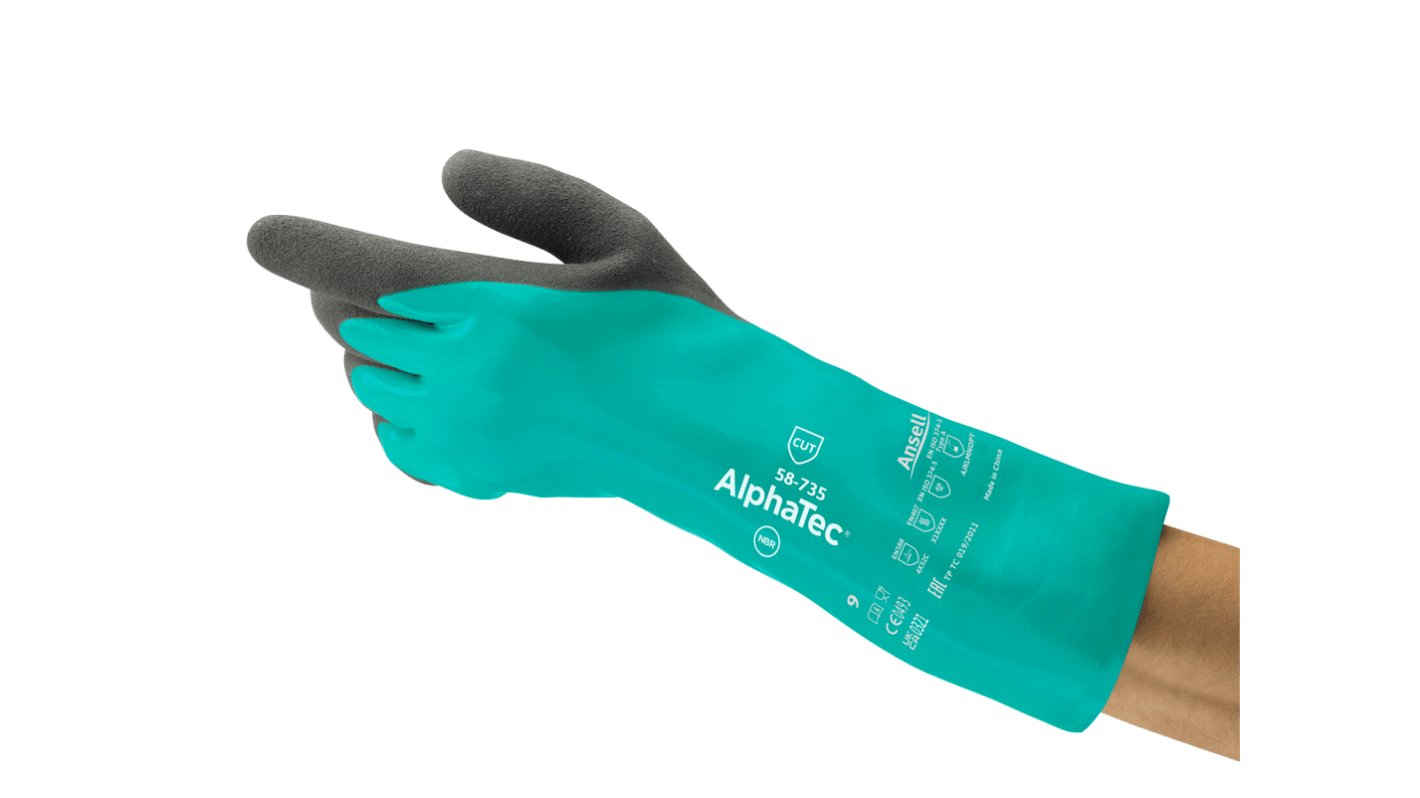 Gants de manutention Ansell AlphaTec, Taille 10, Résiste aux produits chimiques, 1 Paire, Vert