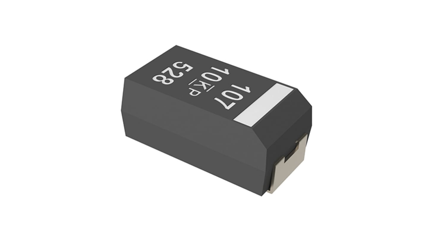 KEMET T598, SMD Polymerkondensator 100μF ±20% / 2.5V dc, -55°C → +125°C