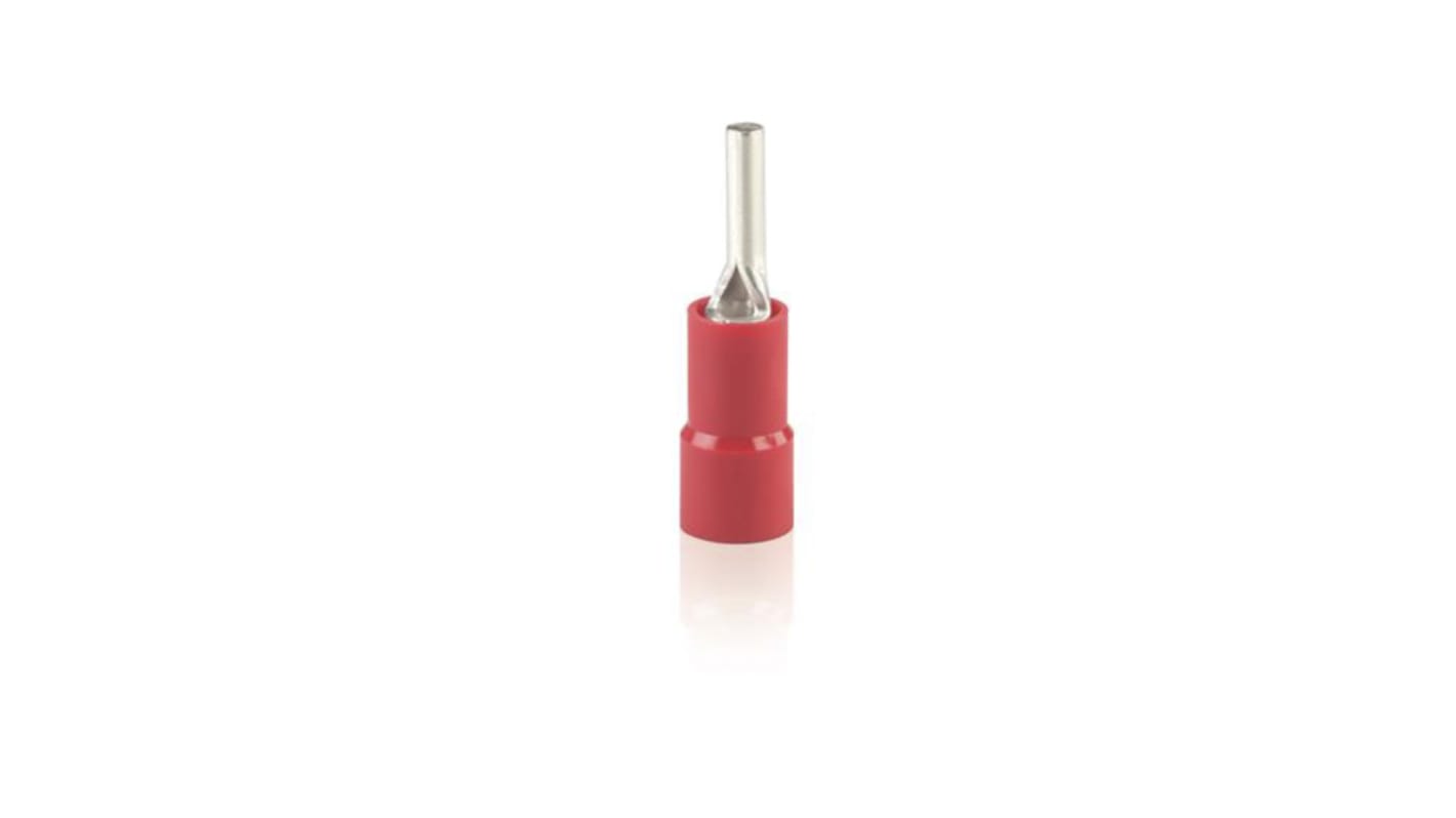 ABB Insulated, Tin Crimp Pin Connector, 0.5mm² to 1.5mm², 1.9mm Pin Diameter, Red