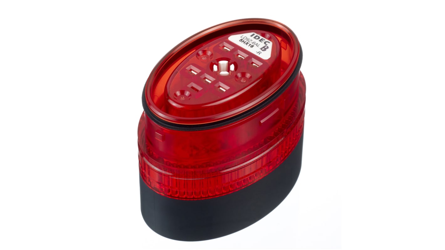 Idec 红色闪光LED警示灯, 黑色外壳, 24 V 交流/直流, Φ60mm底座, 壁装, IP54, IP65