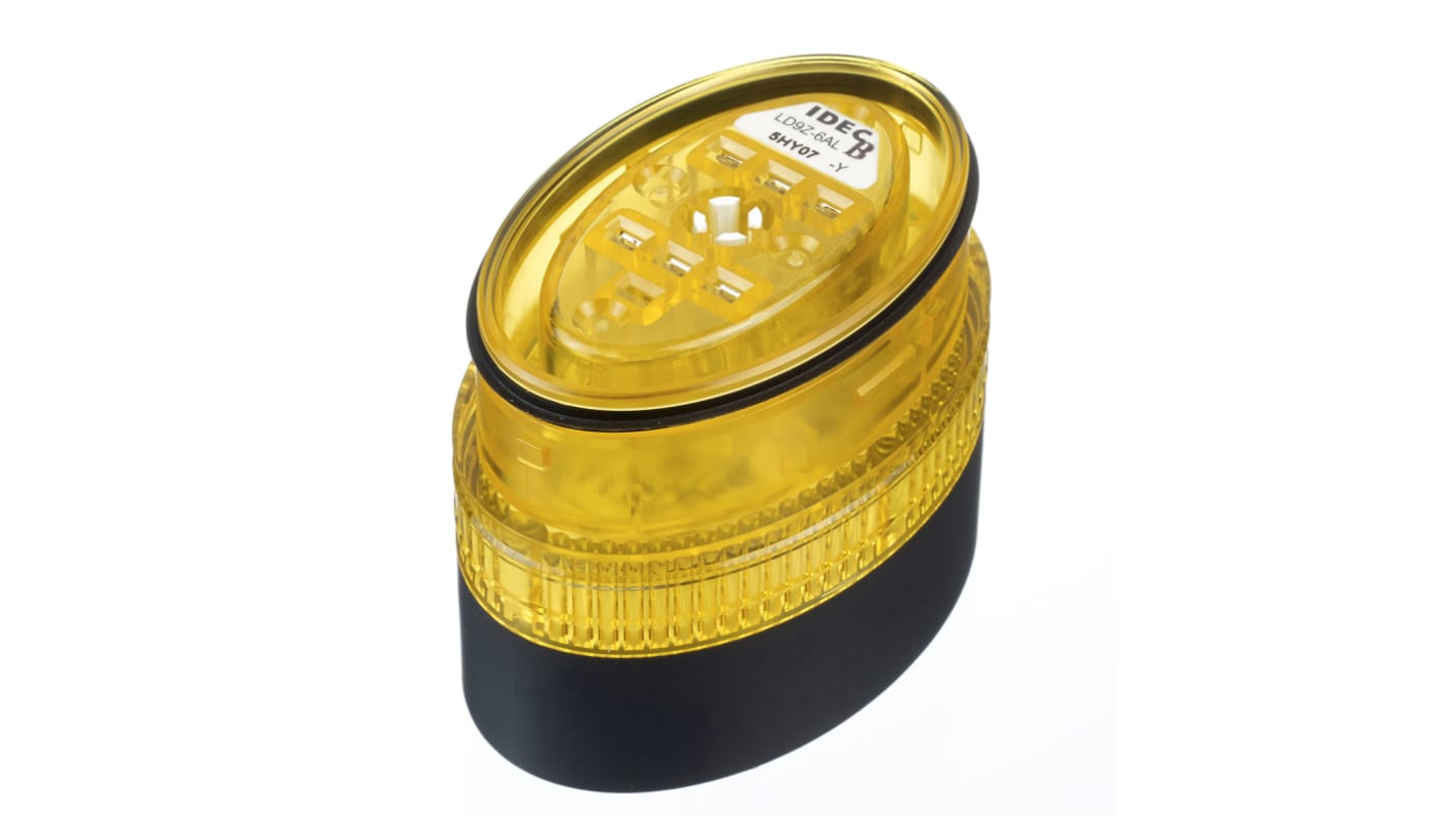 Idec 黄色闪光LED警示灯, 黑色外壳, 24 V 交流/直流, Φ60mm底座, 壁装, IP54, IP65