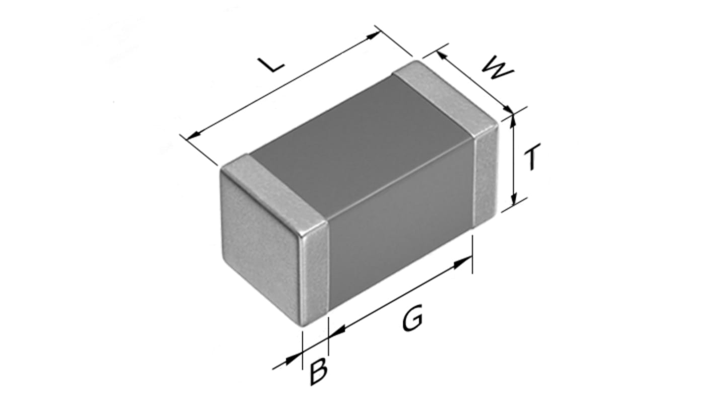 TDK 8pF Multilayer Ceramic Capacitor MLCC, 100V dc V, ±0.5pF , SMD