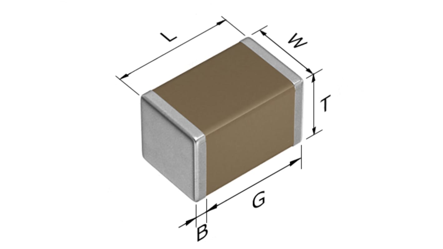 TDK 100nF Multilayer Ceramic Capacitor MLCC, 50V dc V, ±10% , SMD