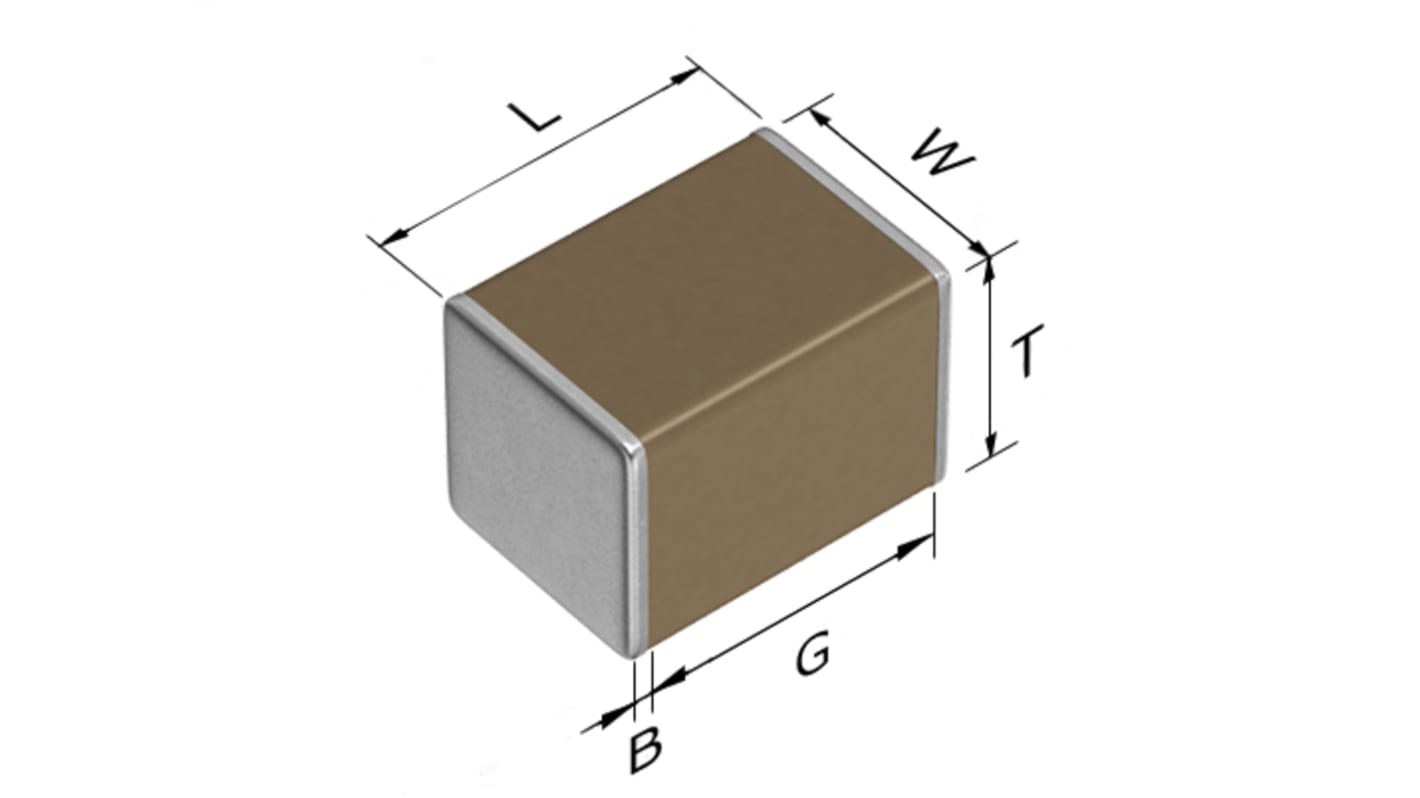 Condensatore ceramico multistrato MLCC, AEC-Q200, 1812 (4532M), 22μF, ±20%, 16V cc, SMD, X7R