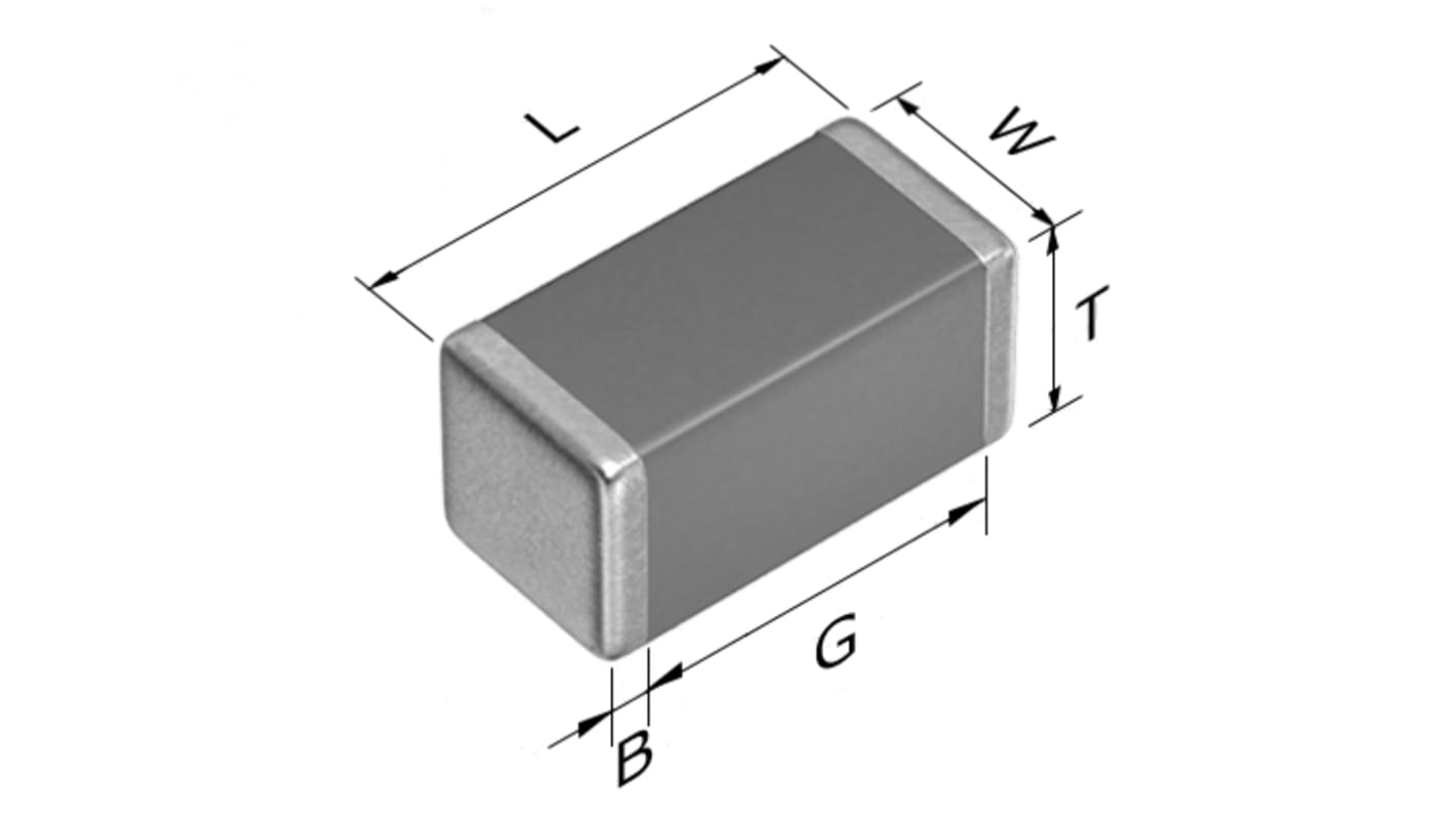 Condensatore ceramico multistrato MLCC, 0402 (1005M), 680pF, ±5%, 100V cc, SMD, C0G