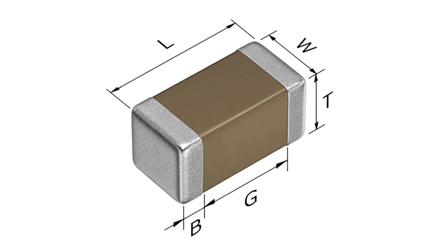 TDK 10nF Multilayer Ceramic Capacitor MLCC, 10V dc V, ±10% , SMD