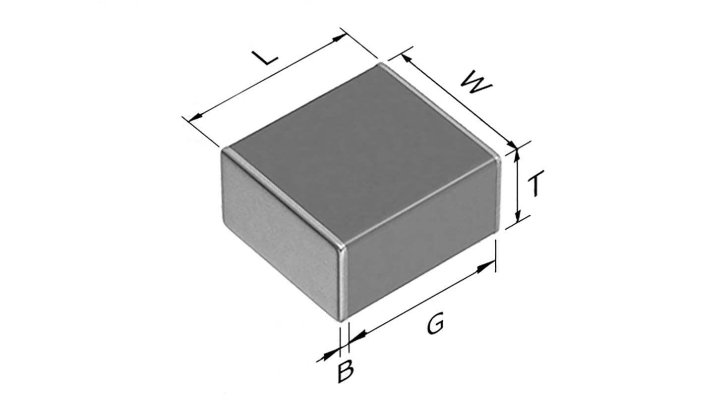 TDK, C, SMD MLCC, Vielschicht Keramikkondensator C0G, 100nF ±5% / 450V dc, Gehäuse 2220 (5750M)