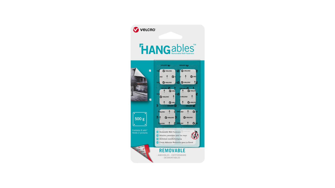 Velcro HANGables 19 x 19 mm White Adhesive Hook x 8