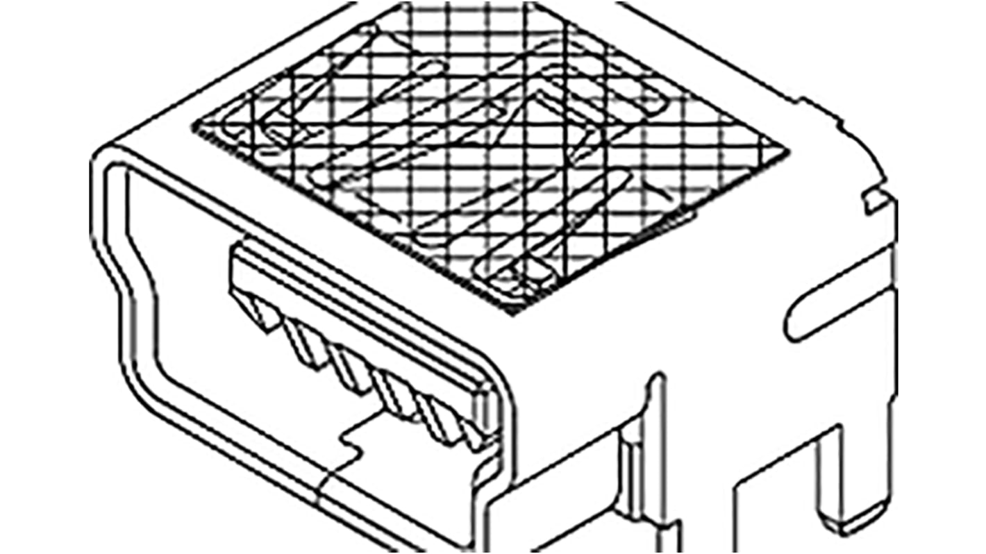 Molex Right Angle, SMT, Socket Type Mini B 2.0 USB Connector