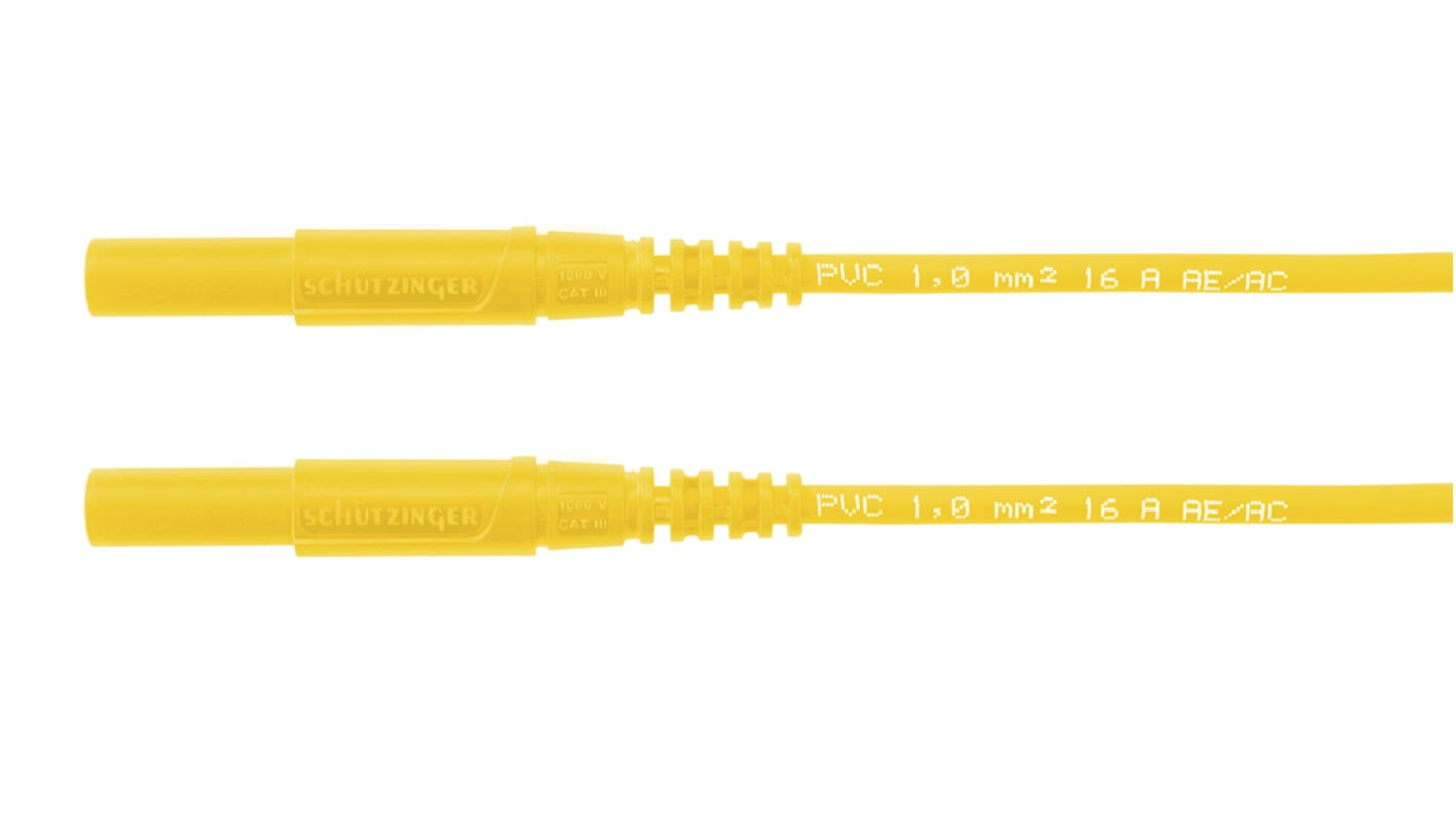 Schutzinger Test lead, 16A, 1kV, Yellow, 1m Lead Length